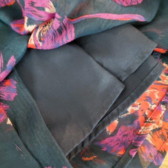 Greylin Purple Floral Wide Leg Palazzo Pants Sheer Vacation Travel Medium Flaw - Picture 9 of 9